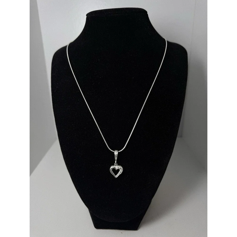 Collar finito Con Dije De Corazón Brillante De plata 925 - 20 Inch